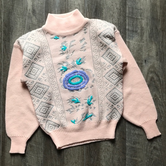 Vintage Sweaters - Vintage Adell Barre Pastel Sweater Size Small